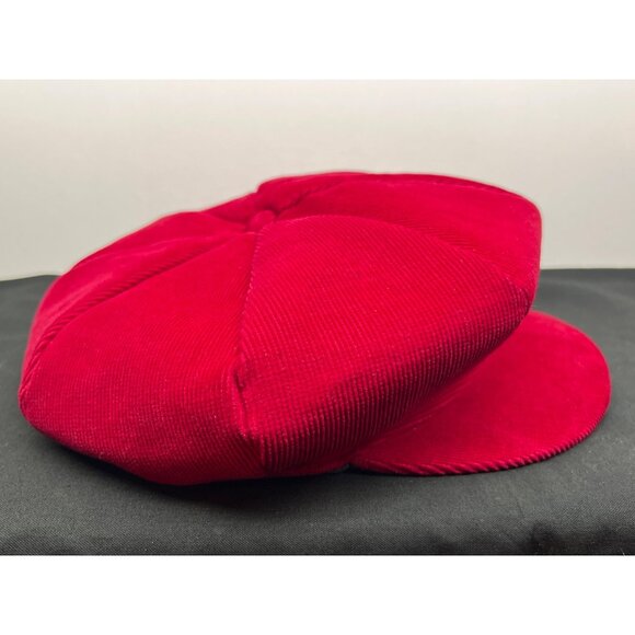 Vintage Red Corduroy Newsboy Cap Hat - Picture 4 of 4